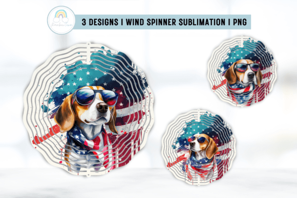 Beagle Dog Patriotic Wind Spinner