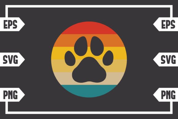 Retro Circle Dog Paw