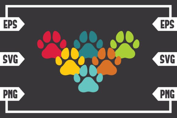 Retro Colors Dog Paw