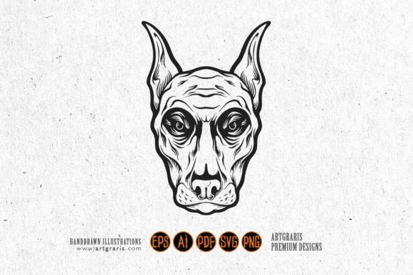 Spooky Monster Dog Head Face Logo