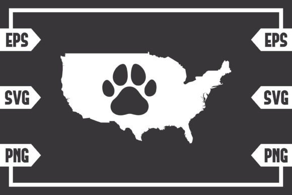USA Map - Dog Paw
